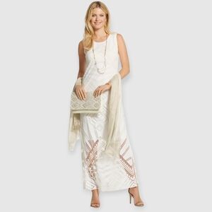 Chico's White and Tan Maxi Dress